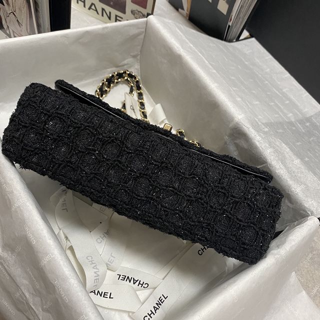 CC original tweed medium flap bag A01112 black
