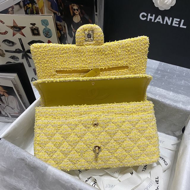 CC original tweed medium flap bag A01112 yellow