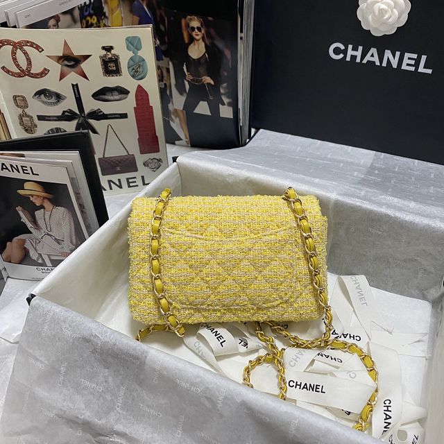 CC original tweed mini flap bag A69900 yellow