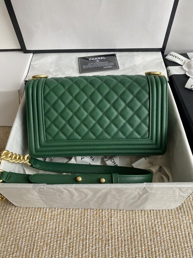 CC original fine grained calfskin medium boy handbag A67086 green