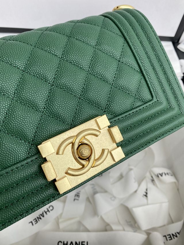 CC original fine grained calfskin small boy handbag A67085 green