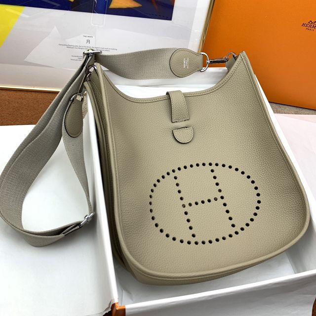 Hermes original togo leather evelyne pm shoulder bag E28 gris tourterelle