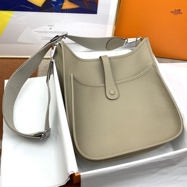 Hermes original togo leather evelyne pm shoulder bag E28 gris tourterelle