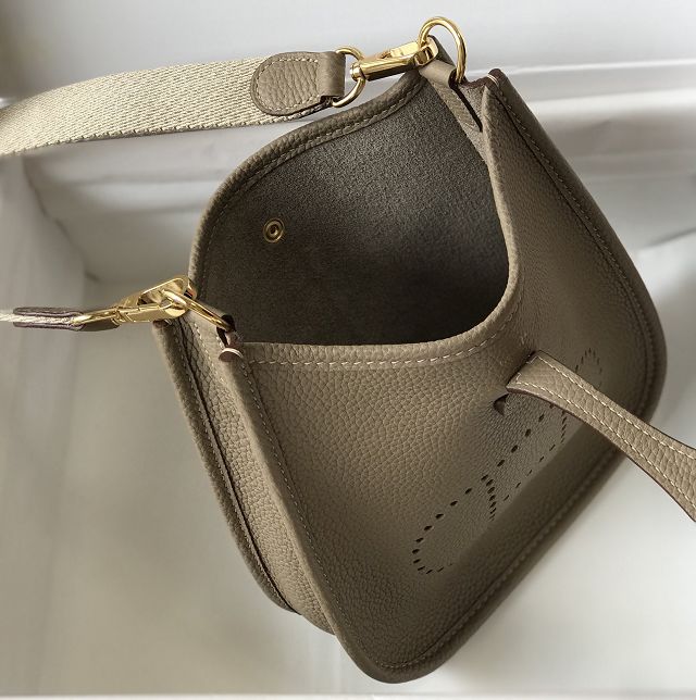 Hermes original togo leather mini evelyne tpm 17 shoulder bag E17 trench grey