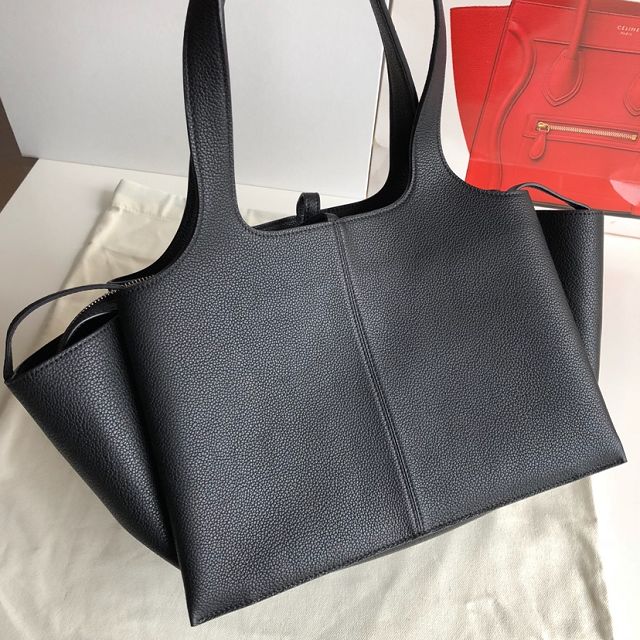 celine original calfskin tri-fold shopping bag 179043 black