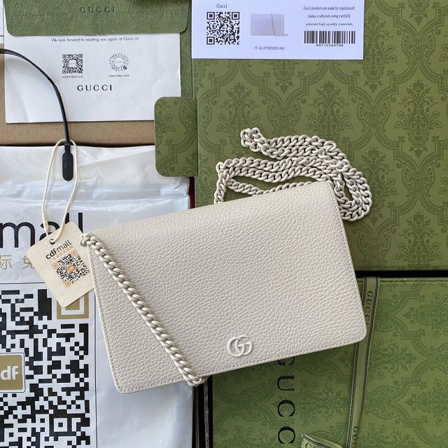 GG original calfskin small chain bag 497985 white