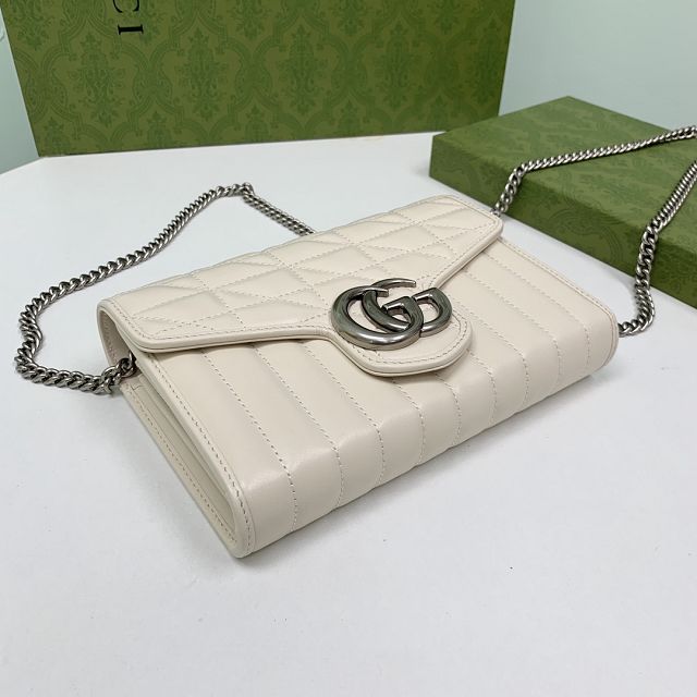 GG original calfskin marmont mini bag 474575 white