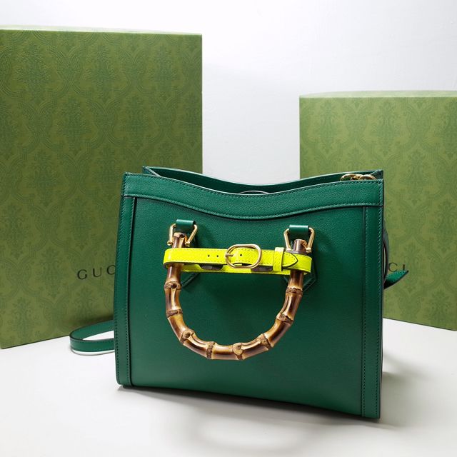 2022 GG original calfskin diana small tote bag 660195 green