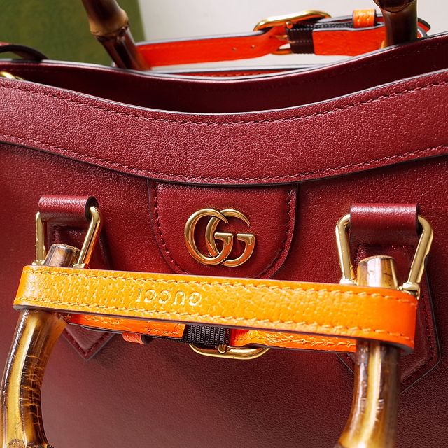 2022 GG original calfskin diana small tote bag 660195 red