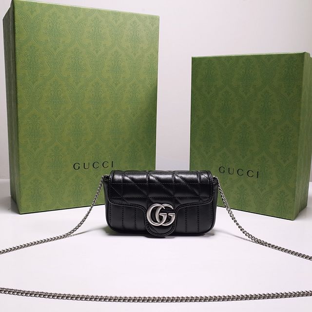 2022 GG original calfskin marmont super mini bag 476433 black