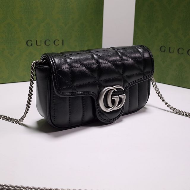 2022 GG original calfskin marmont super mini bag 476433 black