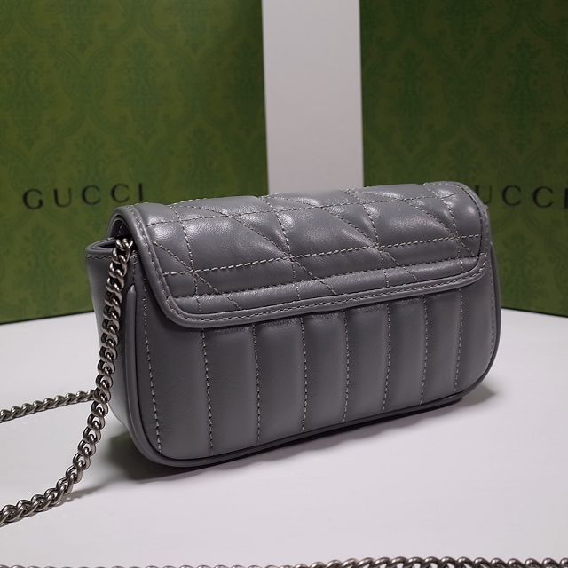 2022 GG original calfskin marmont super mini bag 476433 grey