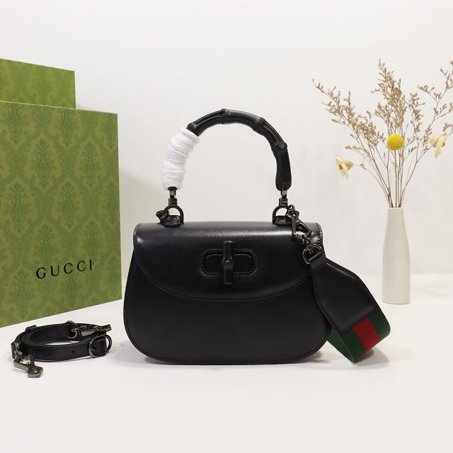 2022 GG original calfskin small top handle bag 675797 black