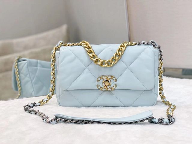 CC original calfskin small 19 flap bag AS1160 light blue