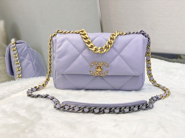 CC original calfskin small 19 flap bag AS1160 light purple