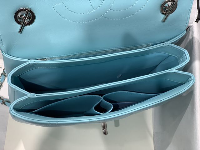 CC original lambskin top handle flap bag A92236 sky blue