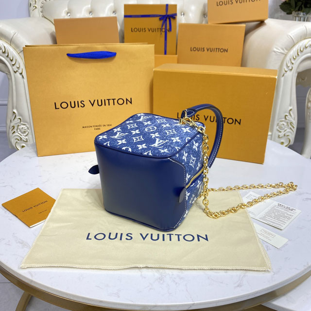 Louis vuitton original denim textile square bag M59611 blue
