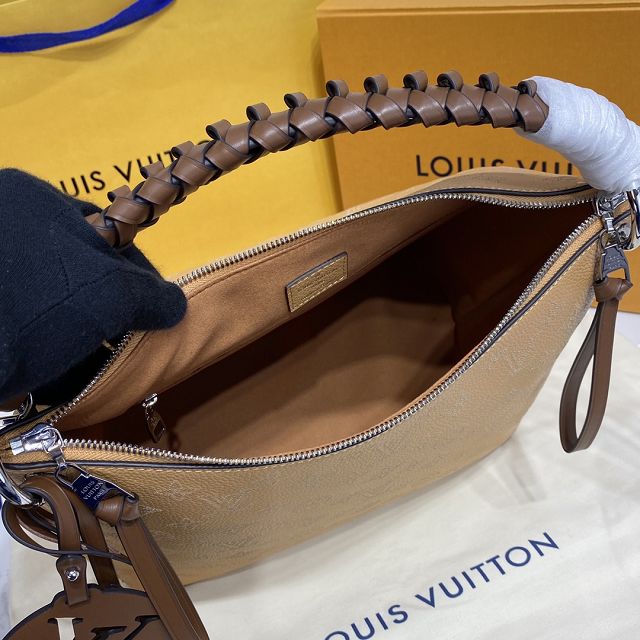 Louis vuitton original mahina leather bella bucket bag M57070 arizona brown