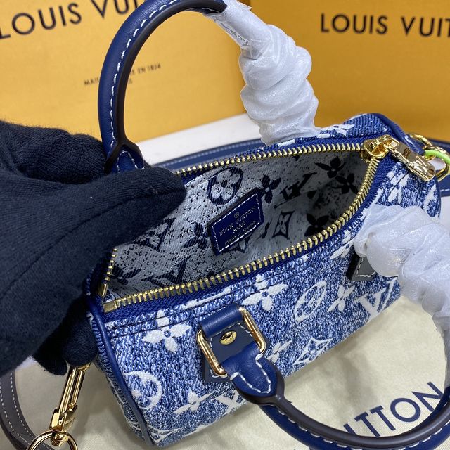 Louis vuitton original denim nano speedy bag M81213 blue