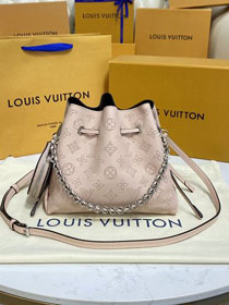 Louis vuitton original mahina leather bella bucket bag M57070 light pink