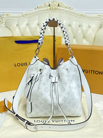 Louis vuitton original mahina leather muria bucket bag M59554 white