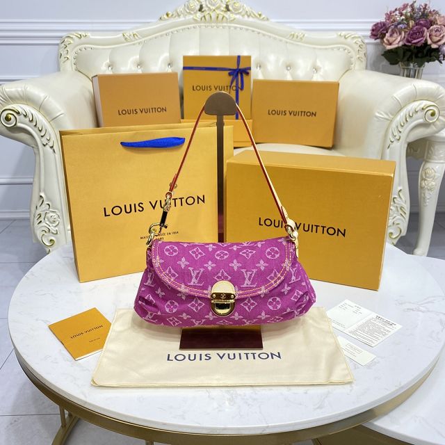 Louis vuitton original denim shoulder bag M95050 rose red