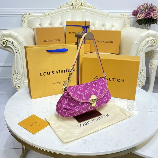 Louis vuitton original denim shoulder bag M95050 rose red