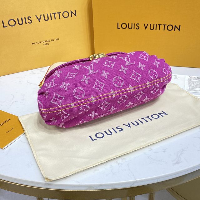 Louis vuitton original denim shoulder bag M95050 rose red