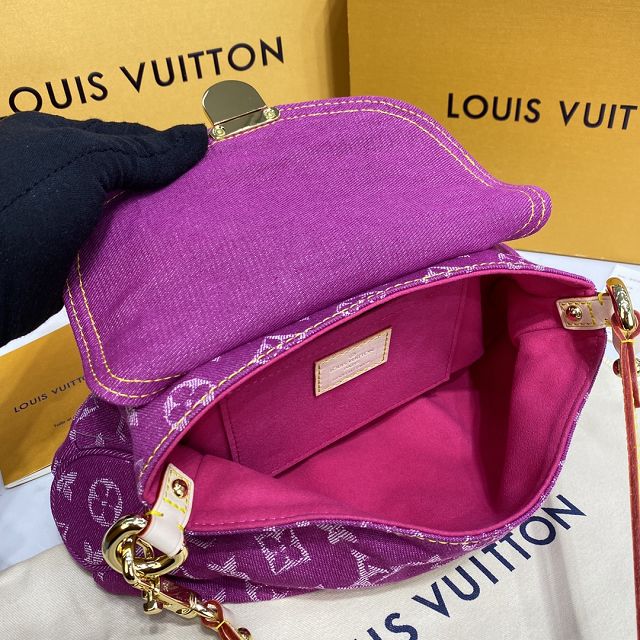 Louis vuitton original denim shoulder bag M95050 rose red