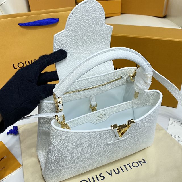 Louis vuitton original calfskin capucines BB handbag M53963 white