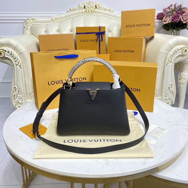 Louis vuitton original calfskin capucines BB handbag M59652 black
