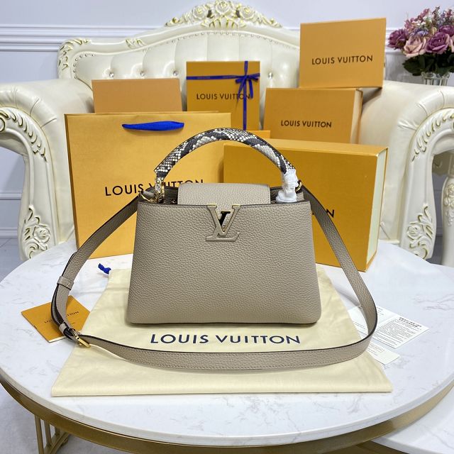 Louis vuitton original calfskin capucines BB handbag M59652 grey