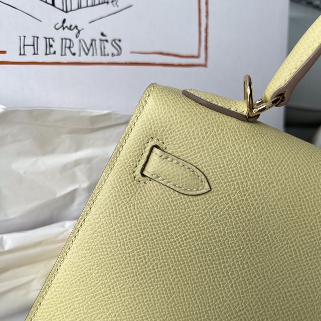 Hermes original epsom leather kelly 28 bag K28-2 jaune poussin