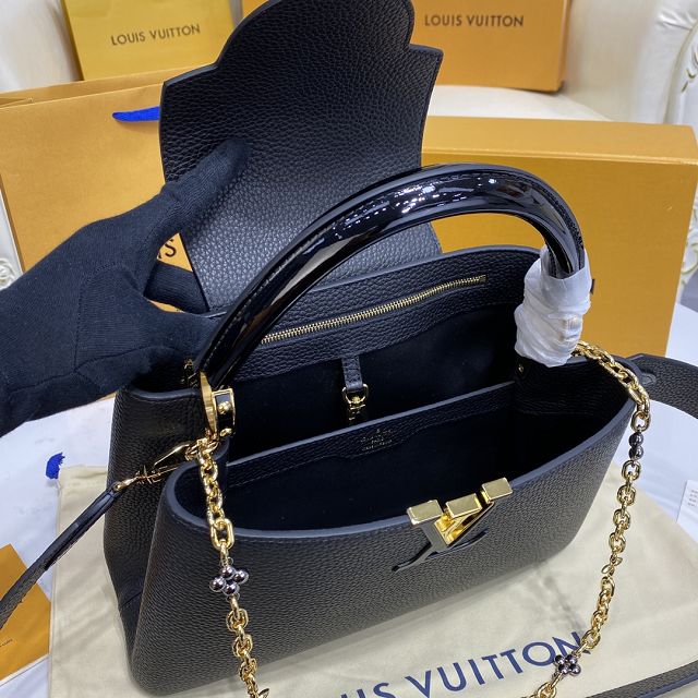 Louis vuitton original calfskin capucines mm handbag M48865 black