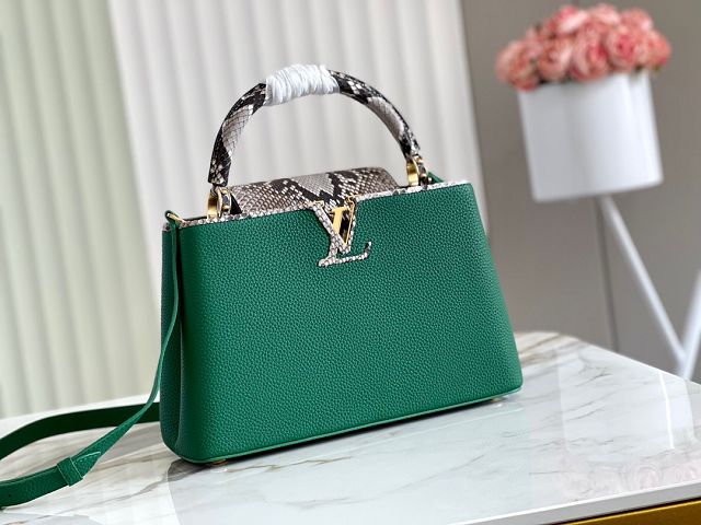 Louis vuitton original calfskin capucines mm handbag M56408 green