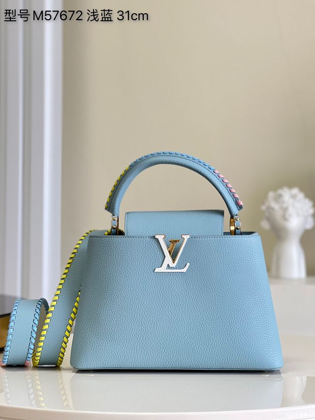 Louis vuitton original calfskin capucines mm handbag M57672 blue