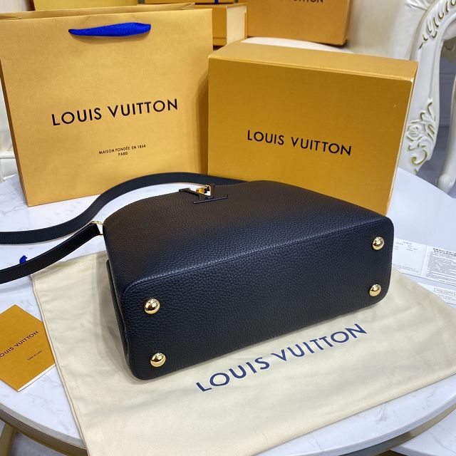 Louis vuitton original calfskin capucines mm handbag M59465 black