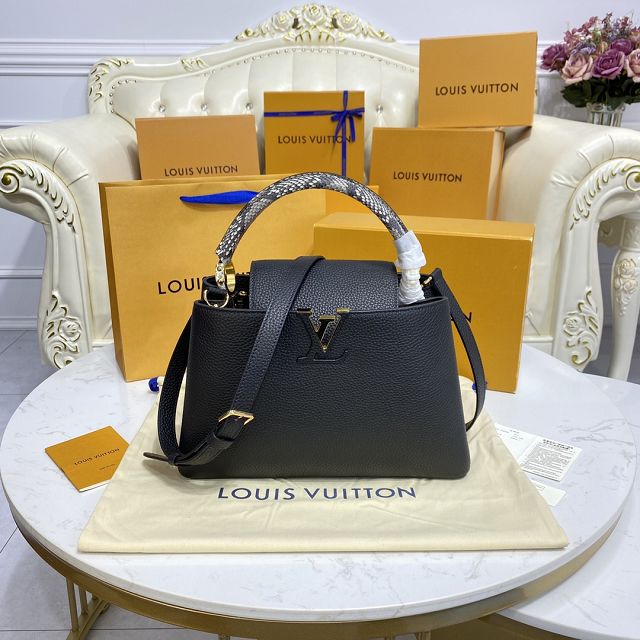 Louis vuitton original calfskin capucines mm handbag M59466 black