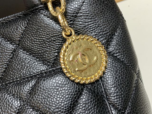 CC original grained calfskin shopping bag AS1804 black