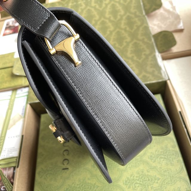 Top GG original calfskin 1955 horsebit shoulder bag 602204 black