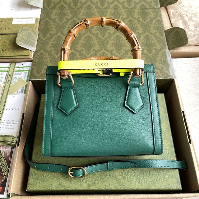 Top GG original calfskin diana mini tote bag 655661 green