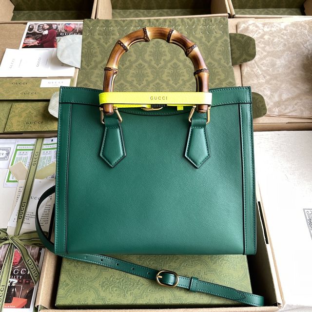 Top GG original calfskin diana small tote bag 660195 green