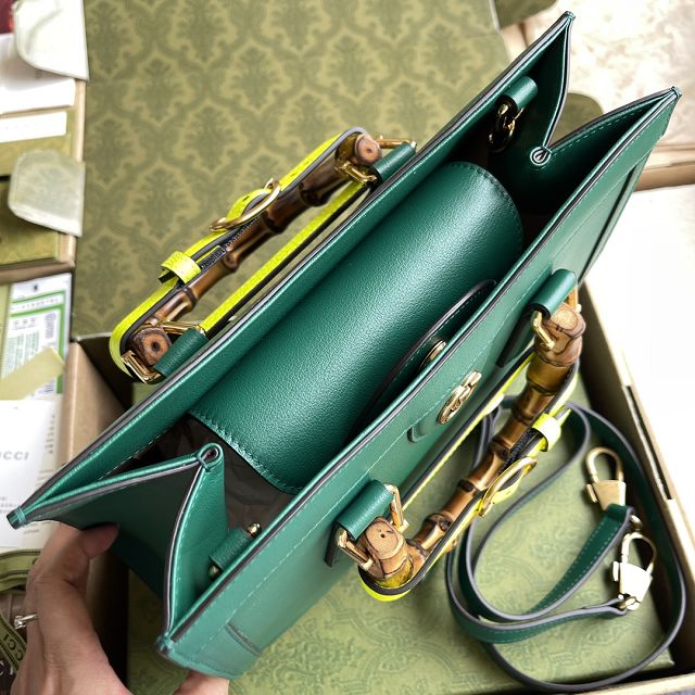 Top GG original calfskin diana small tote bag 660195 green