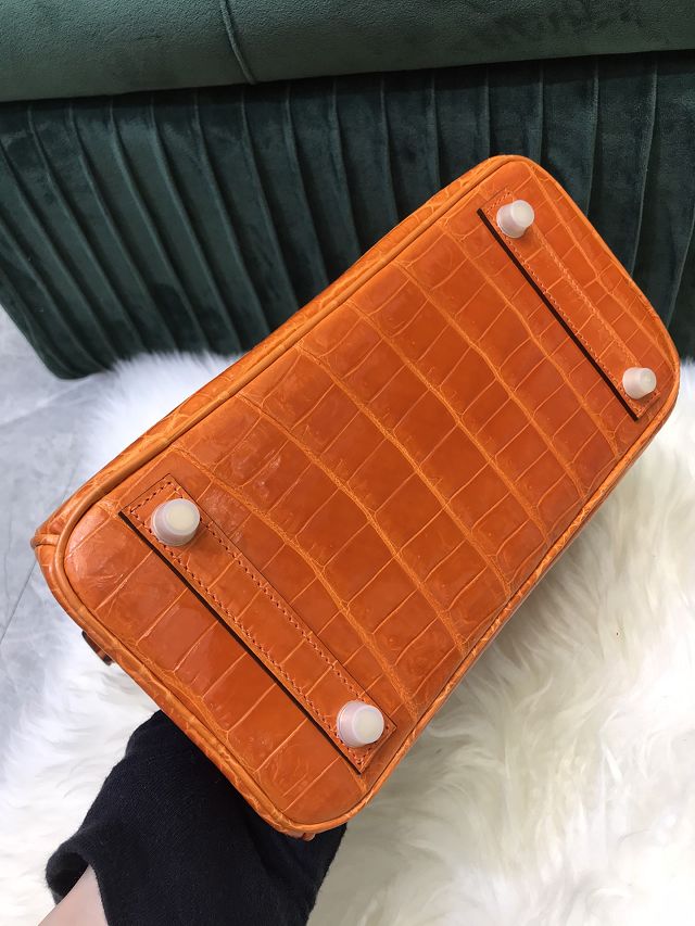 Top Hermes handmade genuine 100% crocodile leather birkin 35 bag K350 orange