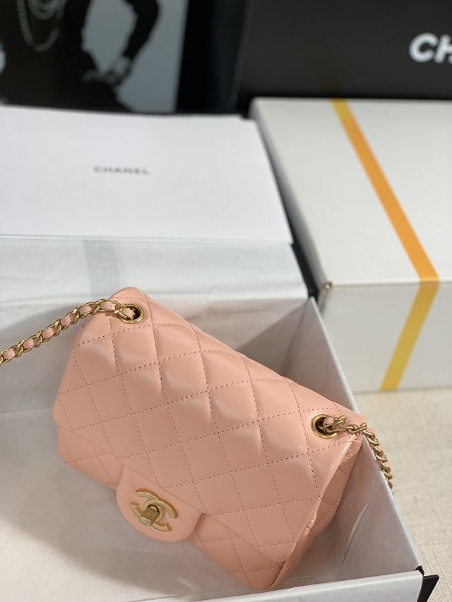 CC original lambskin small flap bag AS1786 light pink