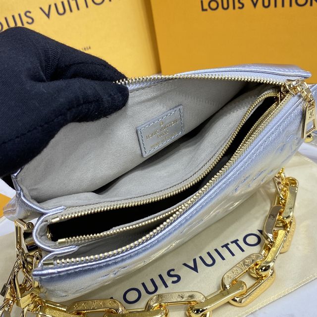 Louis vuitton original lambskin coussin BB M20574 silver