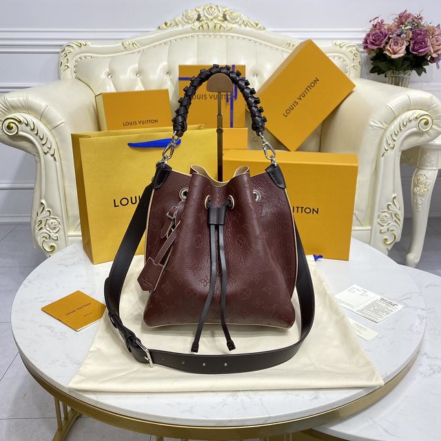 Louis vuitton original mahina leather muria bucket bag M59554 bordeaux
