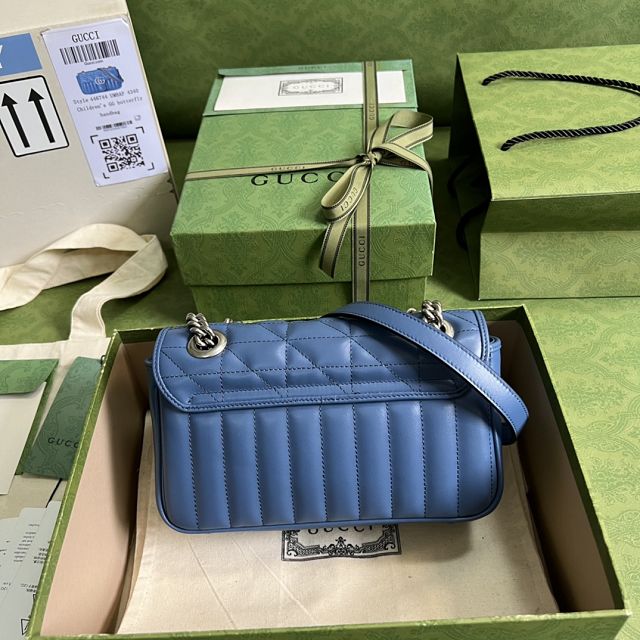 2022 GG original calfskin marmont mini bag 446744 blue