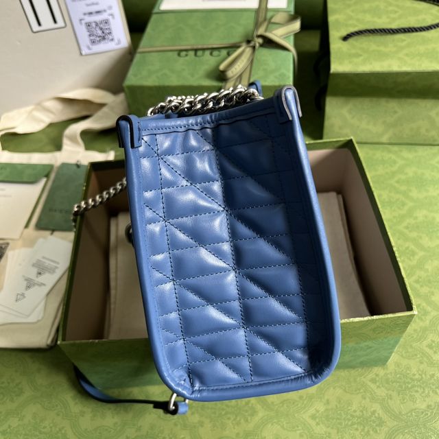 2022 GG original calfskin marmont small tote bag 681483 blue