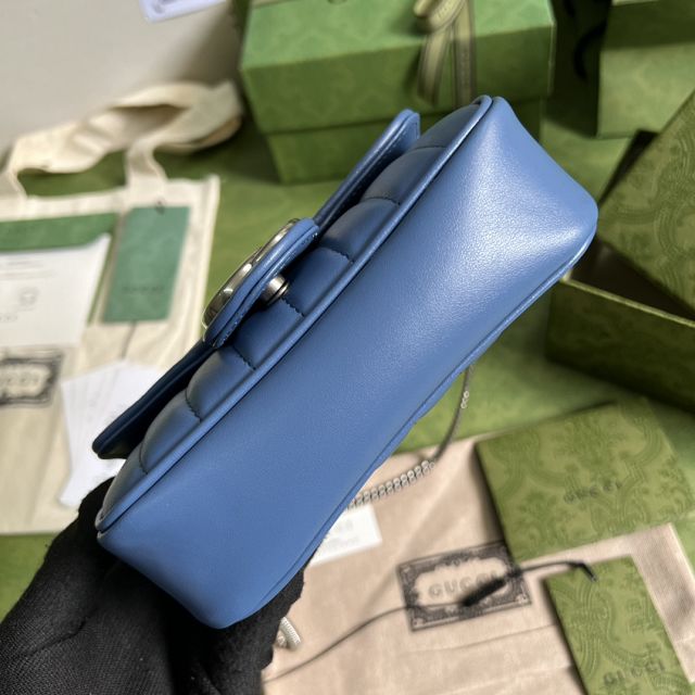 2022 GG original calfskin marmont super mini bag 476433 blue